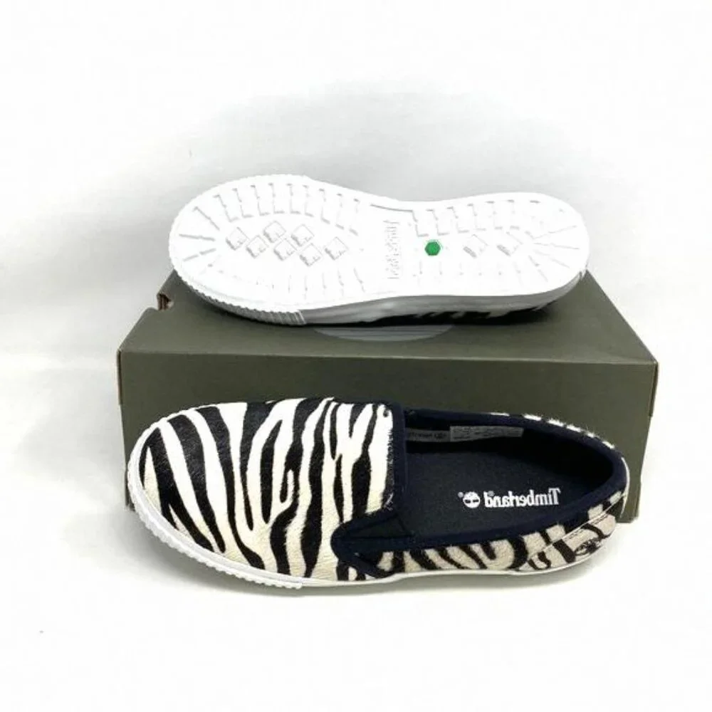 Timberland BX2 WOMEN SKYLA BAY SLIP ON ZEBRA LEATHER Black BX2 0A2GW6 TB White - Picture 6 of 11